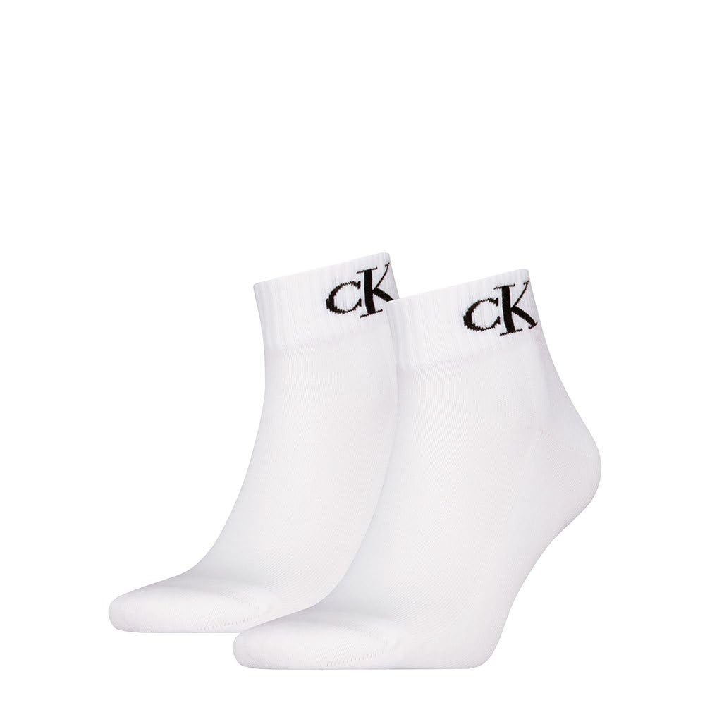 Calvin Klein Socks Męska ćwiartka 2P Monogram, biały, 40-42