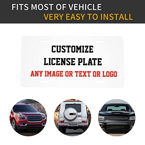 Custom License Plate, Personalized Aluminum Frames Cover Decorative Front Car Tag With Pictures Text Logo Image, Metal Vehicle Plate For Car, Truck 6 X 12 Inches #TOP4