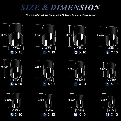 Moxluck Black French Nail Tips,Square Gel Nail Tips Black Clear Press On Fake Nails Full Cover Acrylic Short Square Nails Tips,French Fake Nails 120Pcs Extension Nail Tips Art,Home Diy Nail Salon Gel False Nail Tips #TOP4