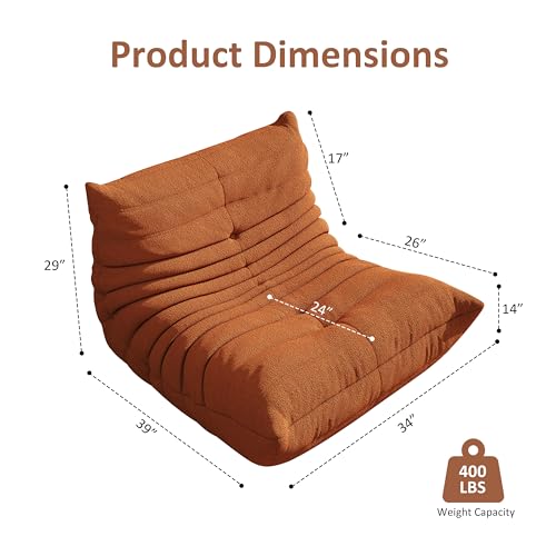Image of Giant Bean Bag Chair for Adults,Comfy Lazy Fireside Accent Chair with Memory Foam,Cozy Single Floor Sofa Couch Boneless Chaise Lounge for Living Room Bedroom Gaming Room(1Seater)