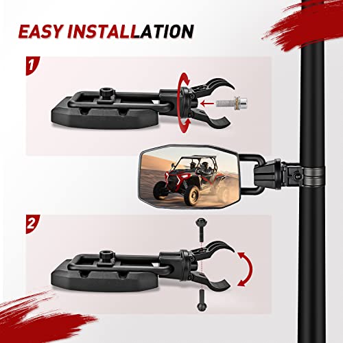 Image of Frokom UTV Side Mirrors Fit 1.75 inchto 2 inch Roll Bar Cage, Large Aluminum Solid Side View Mirrors Compatible with Polaris RZR Can Am Maverick X3 Talon Pioneer 1000 Wolverine Kawasaki Teryx SXS