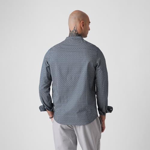 Image of BLUE BUDDHA Men's Printed Cotton Shirt | Tailored Fit Full Sleeve Casual Shirt for Men | Summer Office Casual Shirt