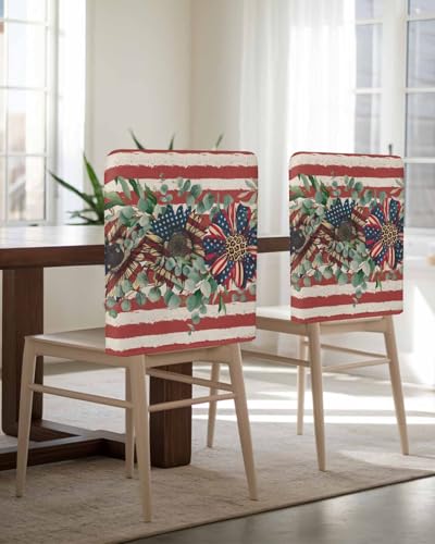 Xyliovatrix 4th of July Chair Covers Set of 8, Decorative