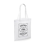 bubbleshirt shopping bag compleanno - vintage limited edition 1986 - age of perfection - idea regalo - in cotone lunghezza del manico: 40 cm.