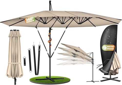 KESSER Ombrellone doppio, 4,6 m x 2,7 m, copertura per