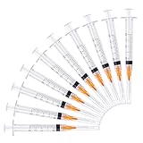 2ml Luer Lock Syringe With 25 Gauge 1 Inch Needle,Disposable Individual Package,Pack of 20