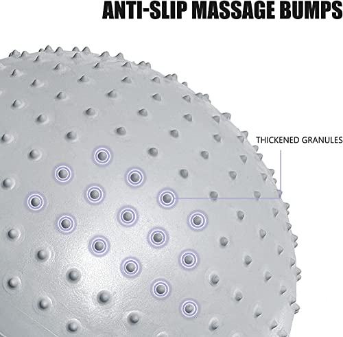 Foto von italiana Fitnessball, Anti-Burst-Pilatesball 55 cm/65 cm/75 cm/85 cm Mehrzweck-Sitzübungsball Fitball 2-in-1-Massagegerät für Fitness, Yoga, Stretching und Pilates (65 cm, Silber)