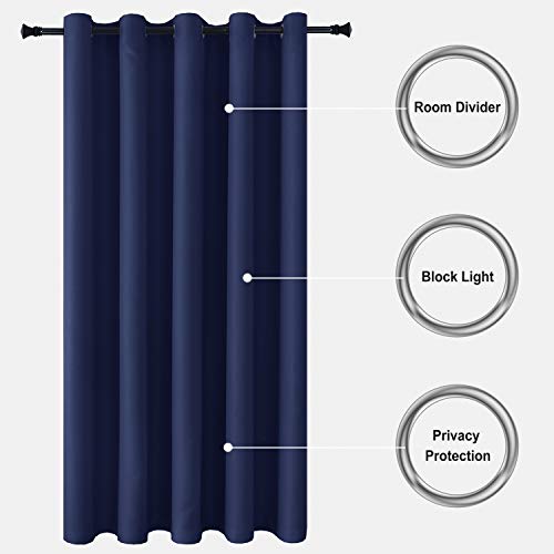 Image of DWCN Patio Sliding Door Curtains - Extra Wide Curtains for Glass Door, Room Divider Blackout Thermal Curtain Grommet Panel with Grommet Top for Bedroom Partition, 6.7ft Wide x 7ft Tall, Navy Blue