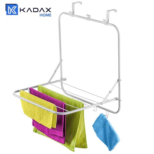 Miniatura 3 de Kadax Tendedero Para Colgar Sobre La Puerta, Secadora De Metal Plegable, Para Colgar Ropa Y Toallas, Estante De Secado