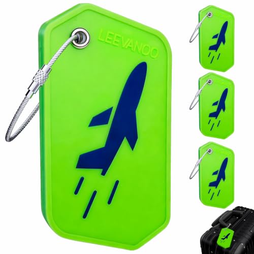 Leevanoo Silicone Luggage Tags 4-Pack Green