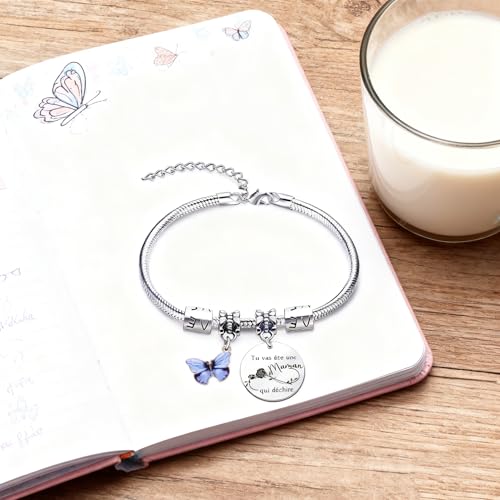 MNBVBV Cadeau Maman Bracelet Noel Cadeau Maman Naissance tu vas etre Maman Noel Cadeaux Fete des Maman Personnalis Cadeaux Future Maman (2) – vue 7