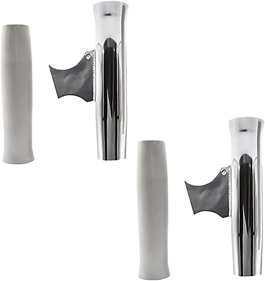 MARINE CITY Adjustable Fishing Rod Holder - Aluminum Flared Weld-on Vinyl Insert, Length 10 Inches, Diameter 1-7/8 Inches, Ideal for Marines, Boats, Ships and Yachts