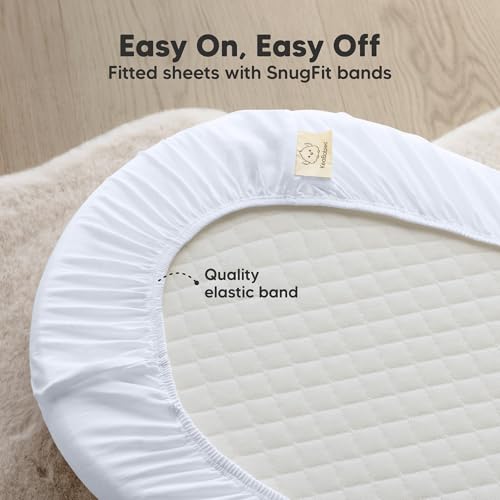 Image of 2pk Organic Baby Bassinet Sheets Boys, Girls, Fitted Sheet (Blue Flax) | 100% Cotton Bassinet Mattress Sheets, Compatible with Halo Bassinest Swivel Sleeper, Graco, Baby Delight, Universal Fitted