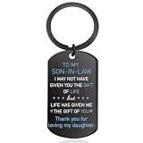 Son in Law Gifts from Mother in law, Future Sons in Law Gift for Fathers Day, Cool Son-in-Law Gifts for Birthday, Sentimental Fathers Day Keychain, Unique Adults Men Mother Son Gift Stocking Stuffers
