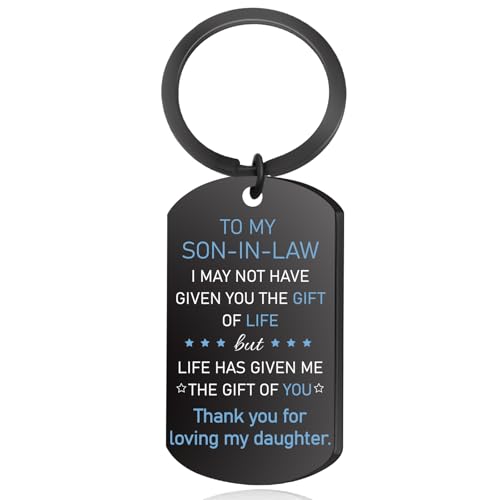 Son in Law Gifts from Mother in law, Future Sons in Law Gift for Fathers Day, Cool Son-in-Law Gifts for Birthday, Sentimental Fathers Day Keychain, Unique Adults Men Mother Son Gift Stocking Stuffers