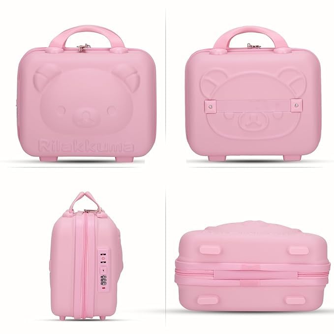 Image of Cute Bear Makeup Vanity Case for Women, Hard Shell Travel Cosmetic Organizer Box with TSA Lock, Portable Makeup Storage Case for Cosmetics, Jewelry & Toiletries, Pink