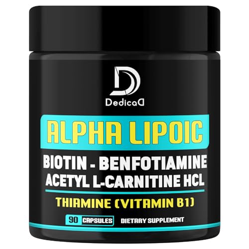 1000mg Alpha Lipoic Acid Supplement - 90 Premium Capsules - Combined Biotin, Acetyl L Carnitine HCl, Benfotiamine & Vitamin B1
