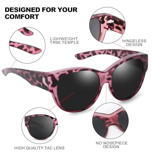 Image of Trysee Polarized Fit Over Sunglasses for Women, Trendy Oversized Wear Over Glasses Shades UV400 Protection TS5779