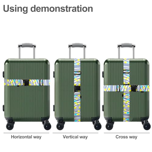 Image of Luggage Straps for Suitcases TSA Approved Easy Pack Organized Suitcase Strap, Luggage Strap, Luggage Belt Strap, Bag Straps for Luggage. Buckle Straps Travel Accessories (Stripe)