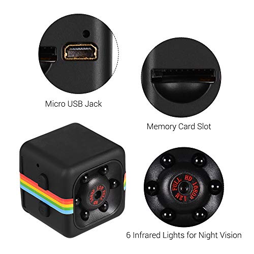 Mainstayae Mini Cube Camera 1080P HD IR Visão noturna 120 ° Grande angular 32GB de memória estendida