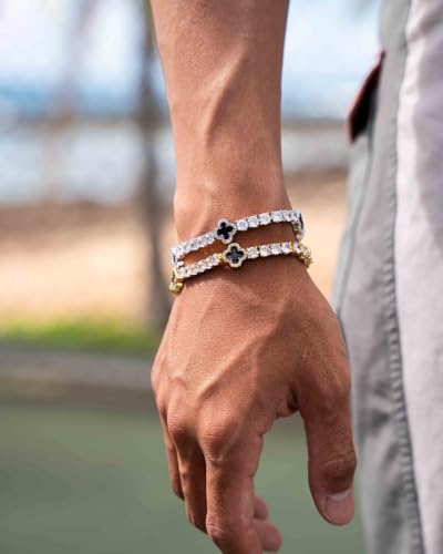 Pulsera LuxeFlex 4mm con piedras de circonio y baño en oro blanco miniatura 4
