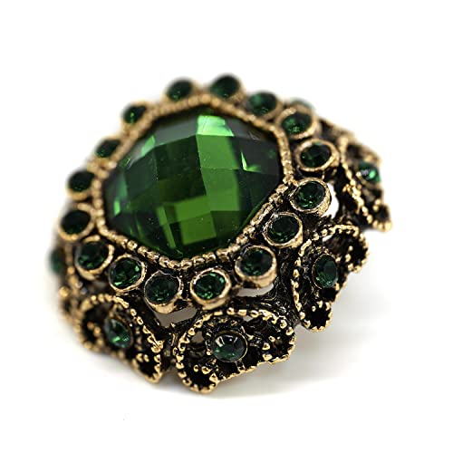Craftisum 10 Pcs Green Rhinestones Inlaid Retro Round Octagon Metal Shank Sewing Coat Buttons -25Mm -1" #TOP3