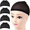 Gorra de Peluca Fandamei, Gorros de Peluca de Nylon, 4 Piezas Gorros de Peluca de Media para Mujer (Negro) 2