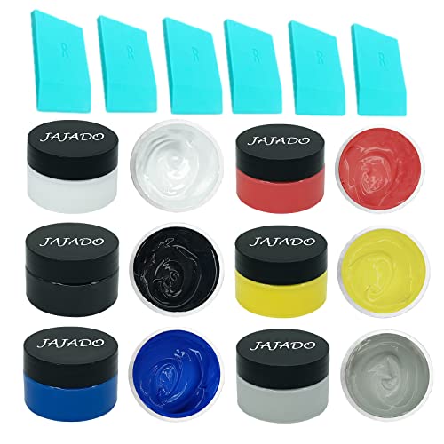 Jajado 6 Jars Chalk Paste Ink Set And 6 Pcs Mini Squeegees, Reusable Adhesive Screen Printing Stencils Paste Tool For Painting On Wood, Diy Home Decor Chalkboard Paint Transfer Paste Art Supplies #TOP16