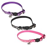 INOOMP 3個可能な猫用首輪 反射デザイン ベル付き 屋外アクティビティに適した装飾首輪 キャットネックレス