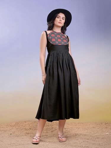 Image of PURVAJA Women's Midi Cotton Blend Dress (Floe-246-250)