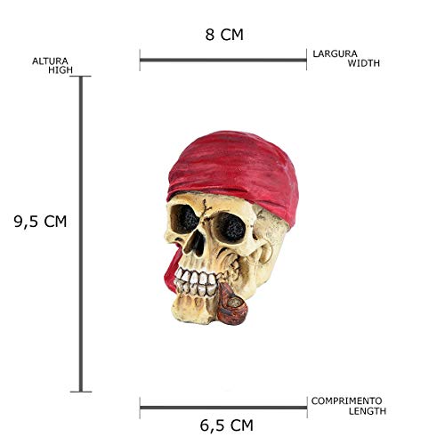 Mini Caveira Resina Red Scarf Vermelho 6, 5 X 8 X 9, 5 Cm Urban Vermelho