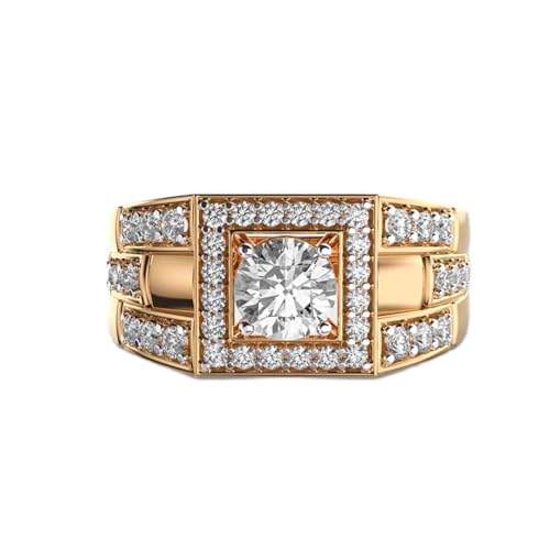 Bague chevalière en argent pour homme avec moissanite ronde de luxe LKJR_0442