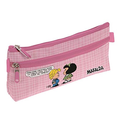 Mafalda 37540723 Colección Estuche Escolar Plano, Modelo Belly Button, 23 x 10 cm