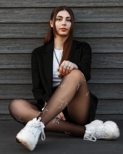 Coume 4 Pack Y2k Star Rhinestone Tights Kawaii Heart Butterfly Spiderweb Tights Black Pantyhose Gothic Stockings for Women3