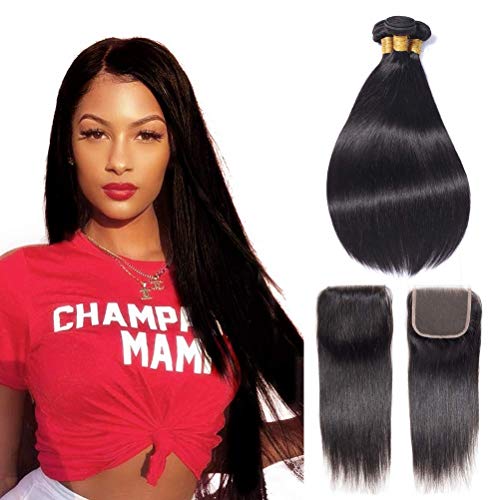 BLISSHAIR 3 Tissage Bresilien en lot avec Closure Cheveux Mèche Naturel (121416+10clsure)