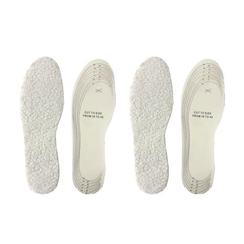 2 Pairs Lambswool Insoles for Women and Men, Winter Thick Warm Wool Shoe Inserts, Soft Cushioned Inner Soles for Boots and Slippers, Cut to Size