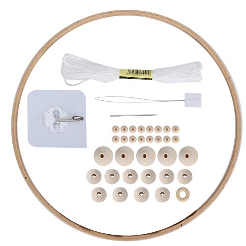 Jwthee Nursery Mobile Crib Bed Bell, Baby Crib Mobile Wooden Wind Chimes Bed Wood Mobile Hanger Wooden Beads Dream Catcher Baby Wooden Mobile Hanger Round