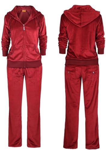 Image of LeeHanTon Womens Jogging Suits Sets Running Velour Outfit Zipper Warm Up 2 Pieces Hoodie and Pant Tracksuit