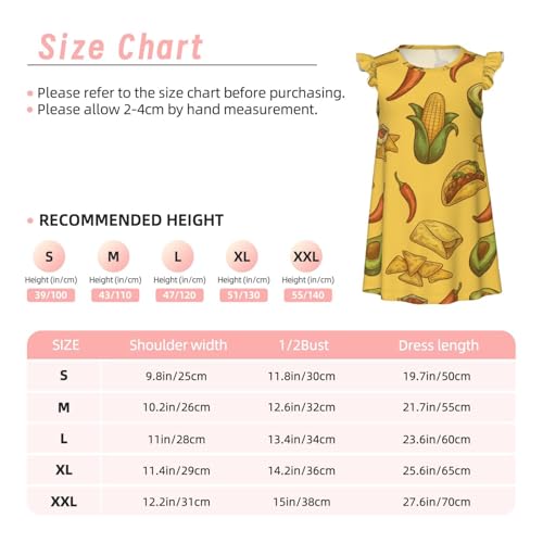 Flutter Sleeve Nightgown Pajama Gown Mexican Taco Avocado Pattern Easy Pull-On Sleepwear Nightdress3