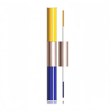 Waterproof Colorful Mascara with Small Brush, 1 Mascara with 2 Colors, Multi-Color, 2 Brush 2 Colors, Smudge-Proof, Long-Lasting, Volume and Lengthening, No Clumping Yellow & Blue