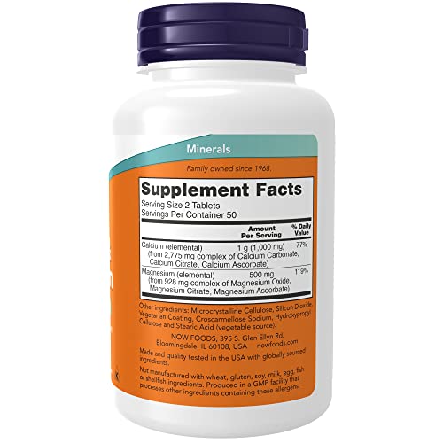 Now Supplements, Calcium & Magnesium 2:1 Ratio, High Potency, Supports Bone Health*, 100 Tablets #TOP1