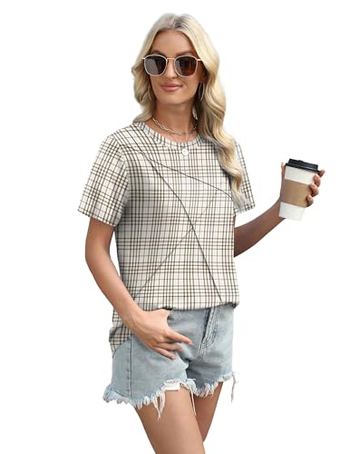 Image of XIEERDUO Womens Summer Tops 2026 Pleated Round Neck Short Sleeve Shirts Business Casual