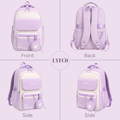 Image of School & College Backpack with Detachable Pouch | 18 Inch Large capacity bag for Girls & Boys Age of 12-16 years | Best for School, Tution, Travel, Camping