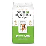 Petkin Giant XL Big N’ Thick PetWipes - 80 Wipes - Unscented - Pet Wipes for Dogs and Cats - for Face, Paws, Ears, Body & Eye Area - Super Convenient Dog Cleaning Wipes