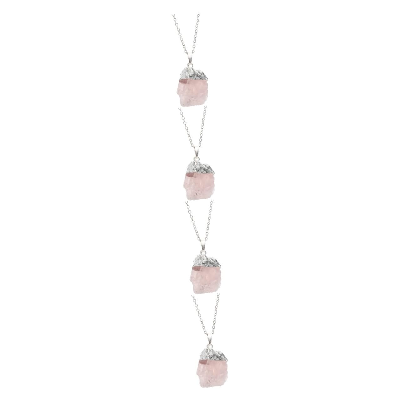Healeved 4 Piezas Collar Colgante De Cuarzo Rosa Amatista Joyería Artesanal Colgante De Piedra En Bruto Accesorio De Moda Delicado Collar Colgante Cadena De Piedra En Bruto Collar De