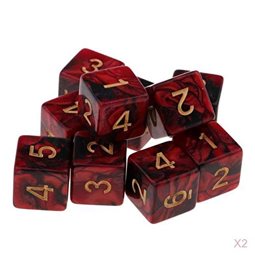 ATORSE Toy 20x 6-Sided Game Dice 16mm Dice for Board Games/Teaching Math Red+Black-Toys & Hobbies-Games-Board & Traditional Games-Contemporary Manufacture-picture-28