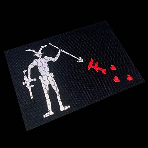 Blackbeard Flag Reflective Patch Pirate Edward Teach Flags Tactical Patch Pride Flag Emblem Badge With Fastener Hook Loop For Clothes Hat Patch Team Military Patch(Black) #TOP2