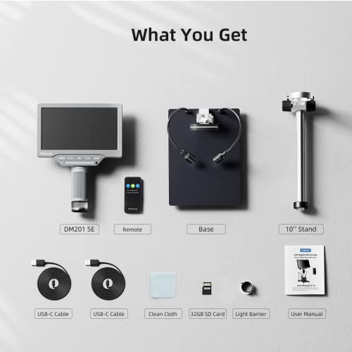 Tomlov 7'' Digital Microscope 1200X,Lcd Digital Microscope For Entire Coin View, Coin Microscope Compatible Mac/Windows, Adults Soldering Microscope With 8 Led, 32Gb Tf Card, Remote Control, Dm201 Se #TOP7