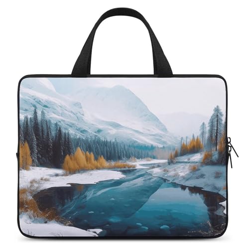 Sac ordinateur portable ultra fin décor neige pour travail et voyage