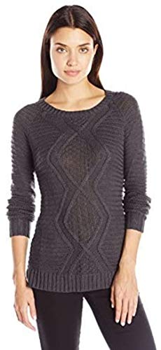 Notations Women's Long Sleeve Crew Neck Mix Stitch Cable Pullover Sweater